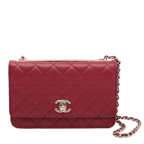 chanel trendy cc wallet on chain red